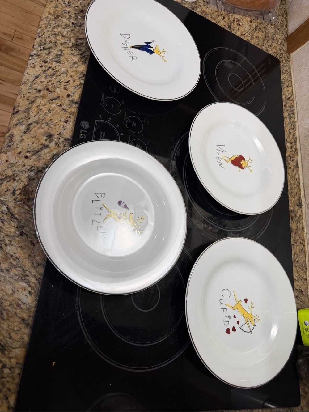 Potty Barn vintage Reindeer 8.5" Salad Plates second set 2